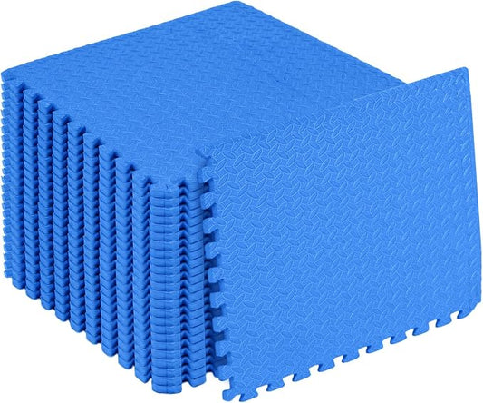 HulkFit Puzzle Exercise Mat, 3/4 Inch EVA Interlocking Foam Gym Flooring for Home Gym, Garage, Apartments, High-Density Shock-Absorbing Floor Tiles for Workout Equipment, MMA, Gymnastics, 24 Tiles