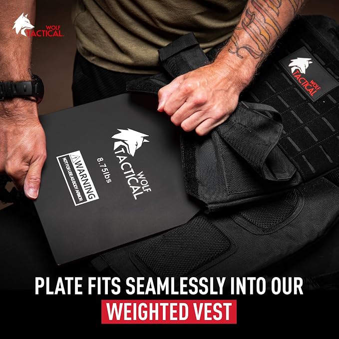 WOLF TACTICAL Weight Vest Plates - 5.75/8.75/14.5/19.75LB Pairs - WODs, Strength Training, Running, Heavy Workouts