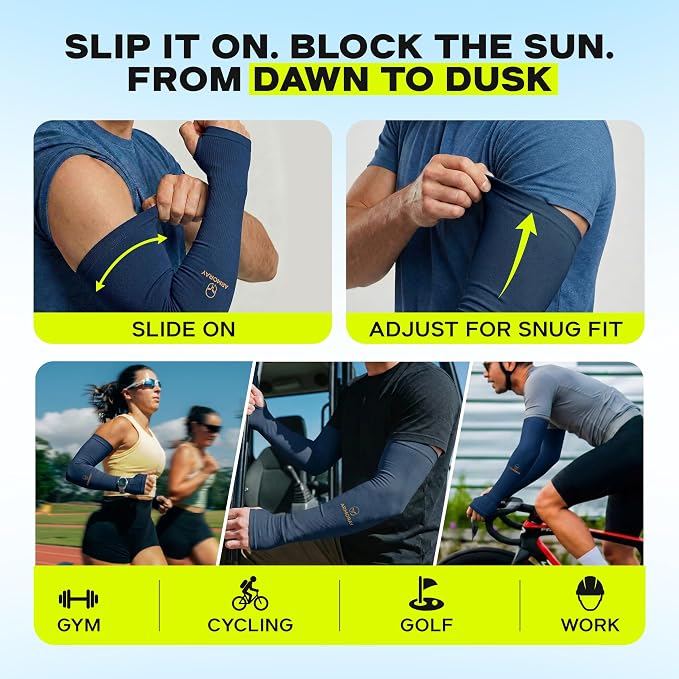 ARMORAY Arm Sleeves for Men and Women - UV Sun Protection Cooling Compression - Tattoo Cover Up Sleeve for Daily Wear & Work