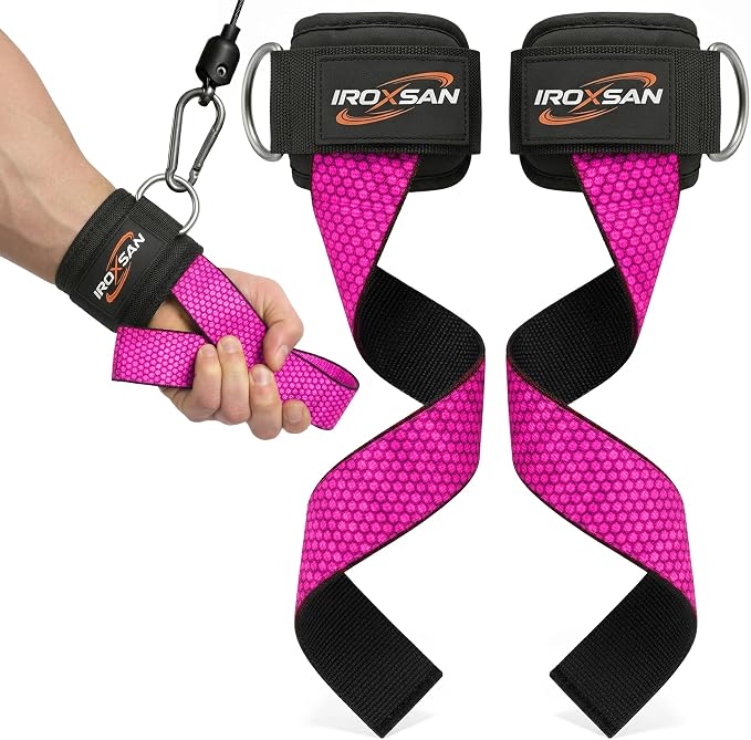 Weight Lifting Straps with D Ring, Wrist Straps for Deadlifting, IROXSAN