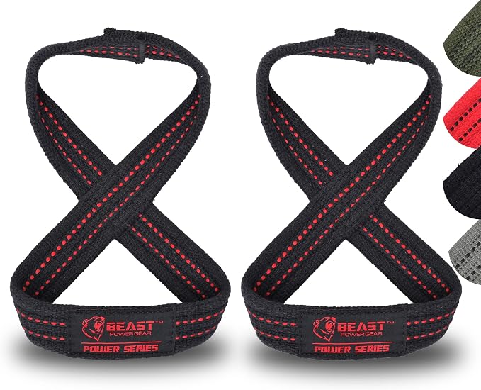 Figure 8 Lifting Strap- Strongman 10-14" Deadlift Straps- True Grip Support & Heavy Duty Wrist Straps for Weightlifting Women Men- Hand Straps for Weight Lifting Figure 8 Straps for Gym Workout