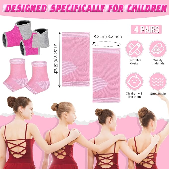 Tarpop 2 Pairs Kids Ankle Brace Set Foot Support Stabilizer Wraps Protector Guard Knitted Ankle Sleeve Sock Support Compression Socks for Injury Prevention(Pink,Medium)