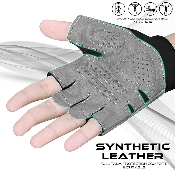 WESTWOOD FOX Gym Gloves Fitness Training Anti Slip Shock-Absorbing Weight Lifting Gloves Padded Grip Breathable Fingerless Workout Support for Men Women Cycling Exercise
