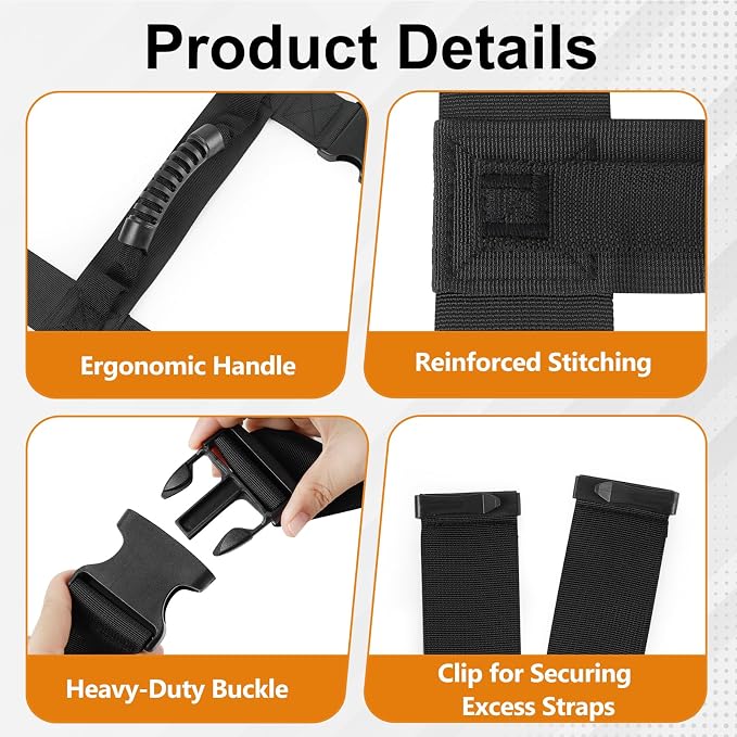 67 Inches Box Carrying Strap with Handle to Safely Move Heavy Boxes | Extra-Long Adjustable Heavy-Duty H-Shaped Straps with Organizer Clip, Handheld Belt Designed for Easy Lifting Large Luggage
