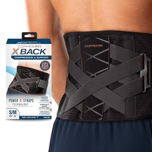 Copper Fit X-Back Brace for Lower Back Pain, Lumbar Support, Herniated Disc, Sciatica, Arthritis – Adjustable, Breathable Design - for Men and Women (2XL/3XL) | Back brace with lumbar support for lower back pain, sciatica relief, posture support, and d...