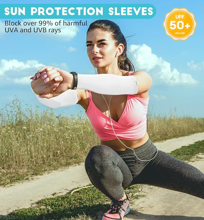 HiRui Arm Compression Sleeves for Men Women Youth, UV Protection 20-30mmHG Support Tattoo Cover, Breathable Moisture-Wicking