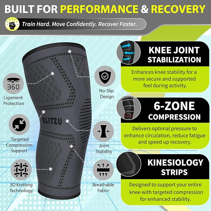 Knee Brace Men & Women, Knee Compression Sleeve Support Wrap Tendonitis S | 2 Pack, Joint & Patella Stabilization, Arthritis Pain Relief, Meniscus Tear, ACL Injury Recovery, Running, Sports, Workout