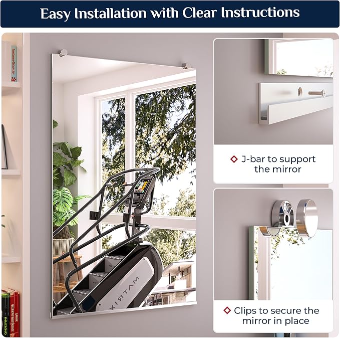 Keonjinn 65" x 22" x 2PCS Full Length Home Gym Mirror for Wall,Frameless Glass Large Body Workout Mirrors for Gym, Bedroom, Garage, Studio, Oversized Tall Mirror, Activity, Wall Mounted Only