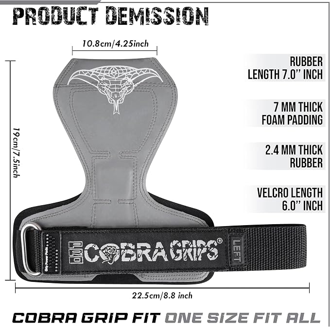 Cobra Grips Weight Lifting Gloves with Adjustable Neoprene Padded Wrist Wraps - Heavy Duty Alternative to Power Lifting Hooks for Deadlifts