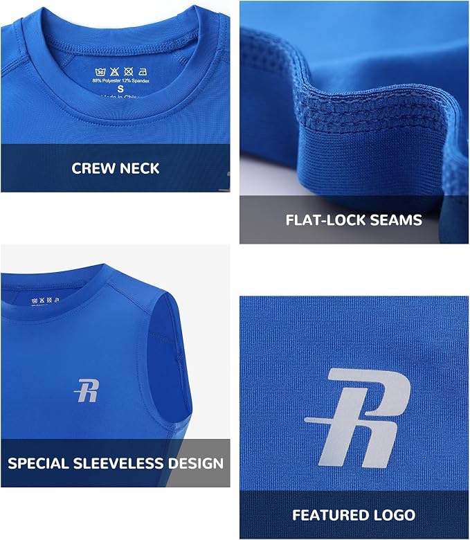 Runhit Boys Sleeveless Compression Shirt Kids Athletic Tank Tops Youth Quick Dry Undershirt for Football Basketball