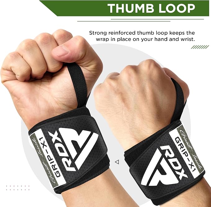 RDX Wrist Wraps for Weightlifting (Pair), IPL USPA Approved, Elasticated 18” Cotton Straps Support with Thumb Loop, Gym Wrap for Weight Lifting Powerlifting Competition Strength Training Bodybuilding