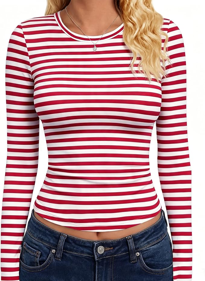GAYHAY Long Sleeve Shirts for Women Tops Fitted Clothes Fall Fashion 2026 | Basic Tees, Girls School Outfits, Y2k Winter Tshirt, Tight Underscrub, Workout Casual, Cute Trendy Plain Compression Layering