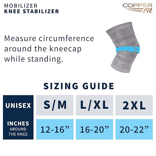 Copper Fit Mobilizer Knee Sleeve - S/M | Knee brace with stabilizers for arthritis support, tendonitis relief, compression, mobility, and recovery.