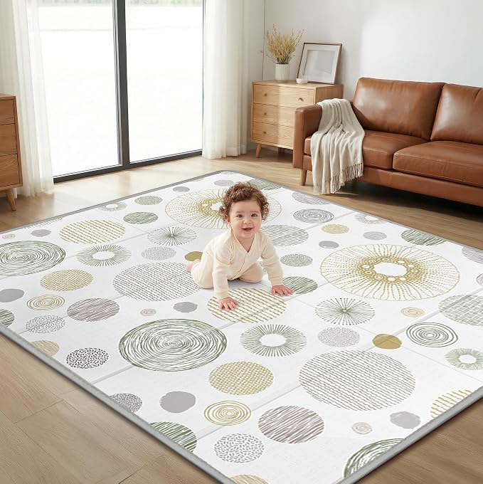 Baby Play Mat,79"x71" Extra Large Foldable Play Mat,Foam Play Mat for Baby | Reversible Baby Play Mats for Floor, Soft Baby Crawling Mat,Non-Toxic Tummy Time for Babies and Toddlers, Waterproof Playmat