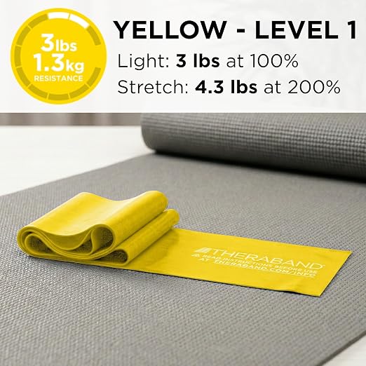 THERABAND Professional Latex Resistance, Exercise Band, Workout, 6', Yellow | Professional TheraBand elastic resistance for exercise, physical therapy and at-home workouts