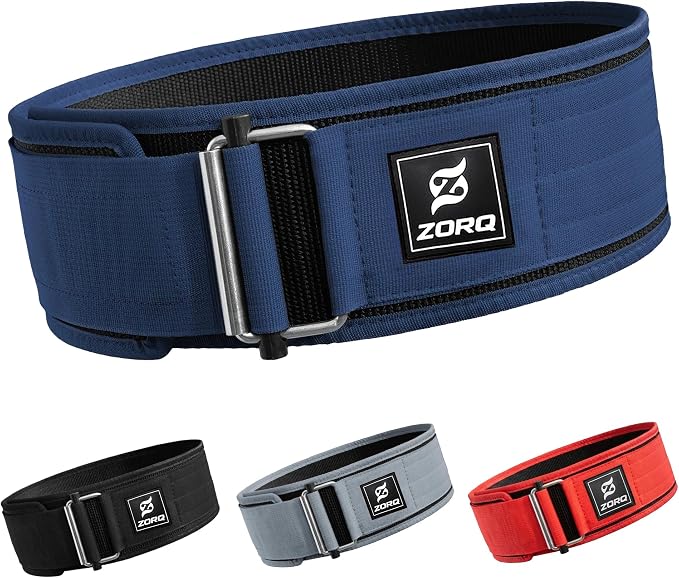 ZORQ Self-Locking Weight Lifting Belt - 4 Inch Wide Quick-Locking Gym Belt for Men & Women - Professional Weightlifting Belt for Olympic Lifting, CrossFit, Squats & Deadlifts - Back Support