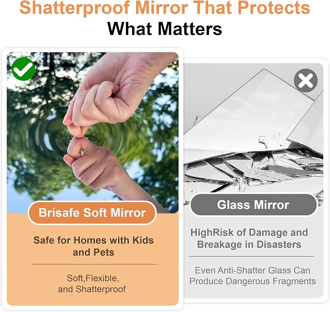 brisafe 67"x24" Ultra-Light Mobile Floor Mirror with 360° Wheels, 0.04mm Shatterproof Nano Film for Home Gym/Yoga/Dance Studio & Commercial Use | 60% Insurance Savings | Black