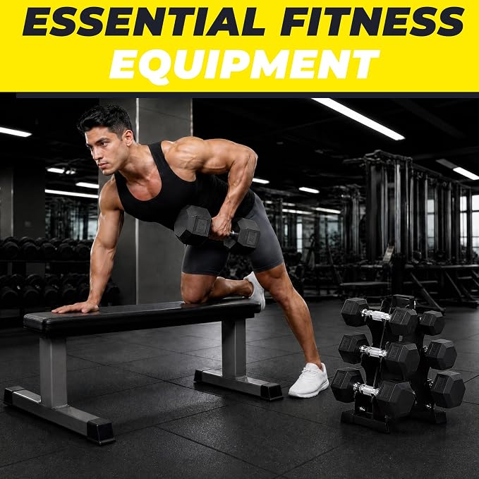 Hulkfit 60-550 lb Dumbbell Set, Rubber Coated Hex Dumbbells, Weights Dumbbells Set for Home Gym Training, Hand Weights for Women & Men