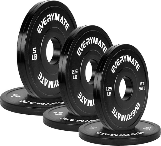 EVERYMATE Change Weight Plates 1.25LB 2.5LB 5LB Set Fractional Olympic Bumper Plates for Cross Training Steel Insert Strength Training