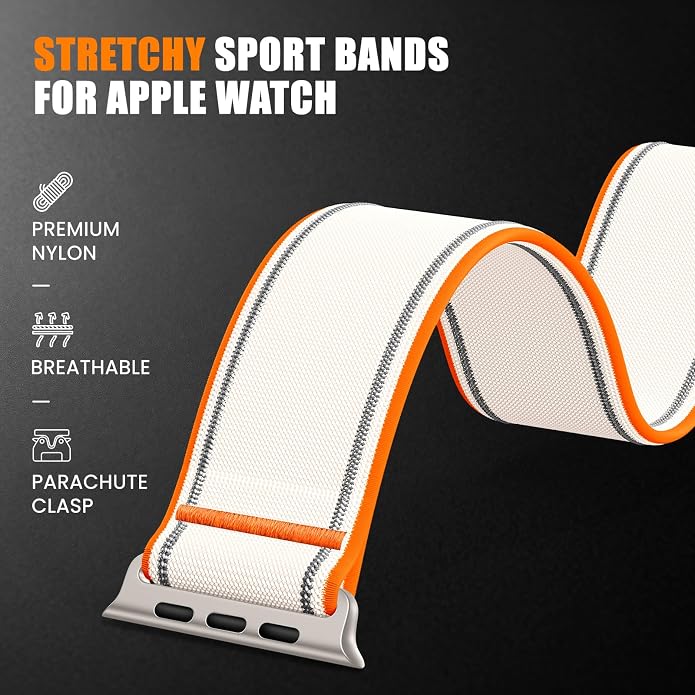 Elastic Sport Band for Apple Watch Ultra 3/2/1 Bands 49mm 46mm 45mm 44mm 42mm 41mm 40mm 38mm Men Women, Adjustable Parachute Buckle Nylon Fabric Wristband for iWatch Series 11 10 SE 9 8 7 6 5 4 3