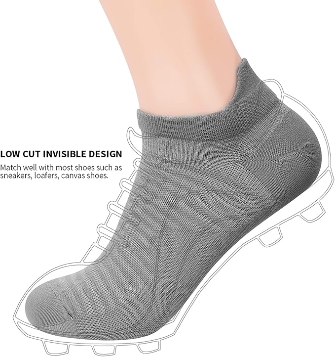 Ankle Compression Socks Men & Women with Arch Support for Running 6 Pairs | Low Cut Ankle Socks with Tab, Breathable Socks for Walking, Gym, Yoga, Cycling, Travel, or Everyday Use