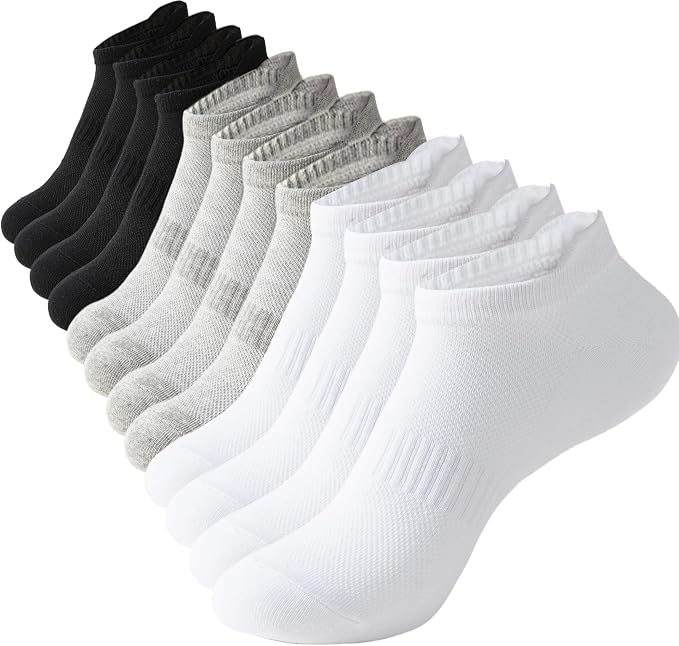 ACCFOD Womens Ankle Socks Athletic Running Low Cut Socks With Tab 6 Pairs