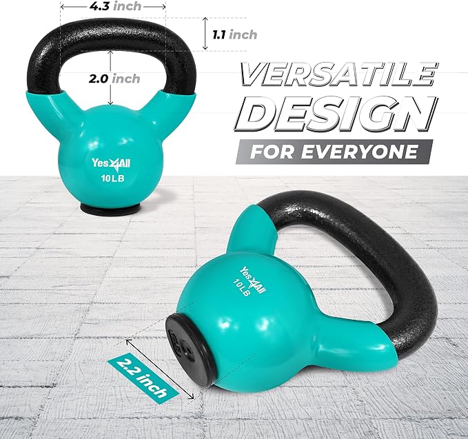 Yes4All Kettlebells Rubber Base, Kettlebell Set for Women, Strength Training Kettlebells Weights (10-65 lbs)