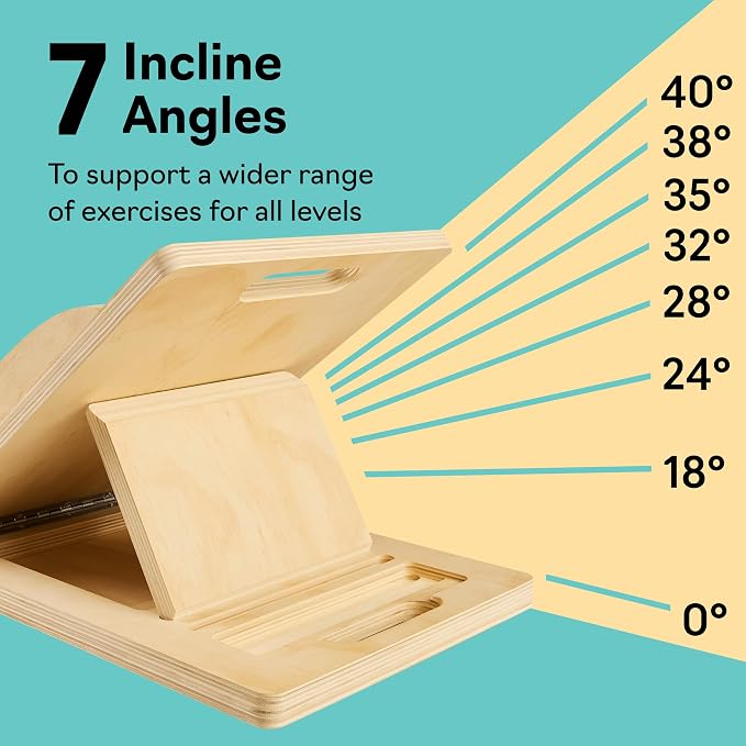 Slant Boards for Exercise, Wooden Slant Board, Calf Stretch Board with 7 Incline Angles, Velour Board, Balance Board & Calf Stretcher, Portable Incline Board for Physical Therapy, Ankle Mobility, Heel & Knees