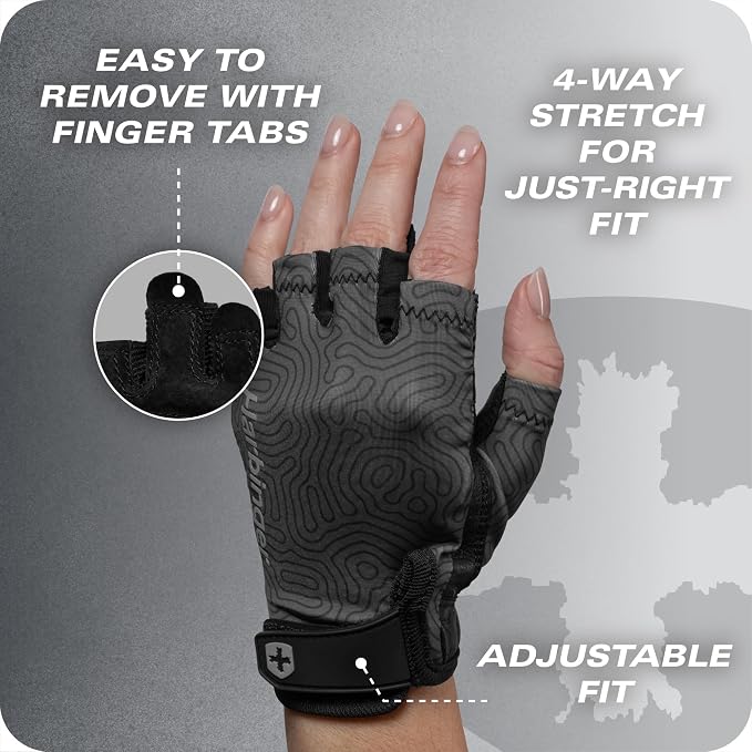 Harbinger Pro Gloves 3.0 - High Performance Training Gloves, Enhanced Grip, Breathable 4-Way Stretch, Adjustable Wrist Closure, Large, Women's