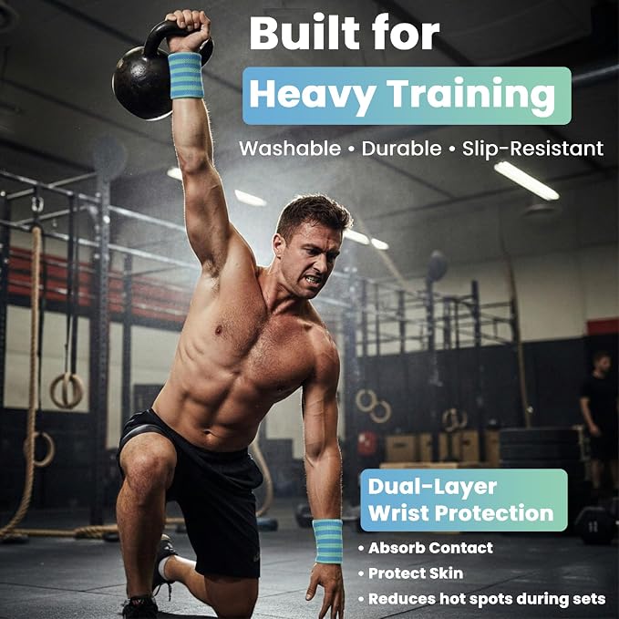 Kettlebell Wrist & Forearm Guards | Impact-Absorbing Wristbands for Kettlebell Training | Protects from Bruises | Breathable & Sweat-Wicking | Unisex Stretch Fit | One Size Fits All (Pair)