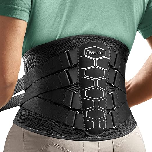 FREETOO Back Brace For Lower Back Pain Relief, Back Support Brace Men Women | 3D Knitted Fabric,Metal Plate,Lumbar Pad, Herniated Disc,Sciatica,Strain,Scoliosis, Work,Heavy Lifting,Driving,Cycling,Gym