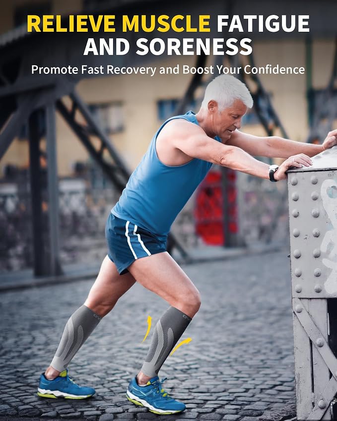 CAMBIVO Calf Compression Sleeve for Shin Splints & Running Support-3 Pairs | Leg sleeves for men & women, 15-20mmHg footless compression socks for gym & recovery, varicose veins