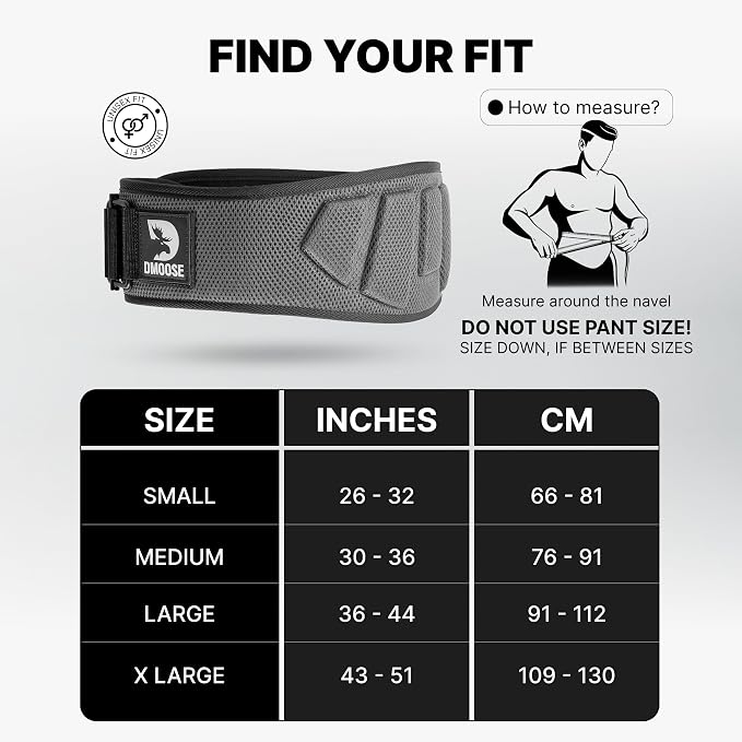 DMoose Fitness Weight Lifting Belt for Squats, Deadlift & Intense Workout - 6" Adjustable Fit Auto Lock Weightlifting Belt for Men & Women - Neoprene Gym Belts for Stability & Lumbar Back Support