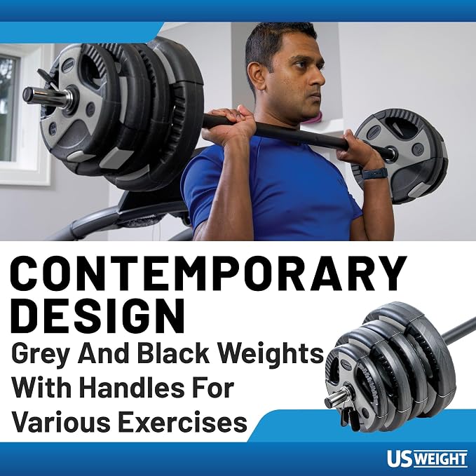 US Weight Weight Set for Home Gym - Barbell, Curl Bar or Multi-Use Options - Various Weight Options