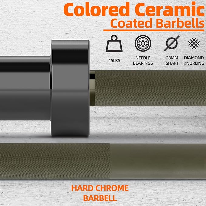 Fitvids Olympic Cerakote Barbell for Home & Commercial Gyms, 190K PSI Tensile Strength Rated for up to 1500LB Capacity