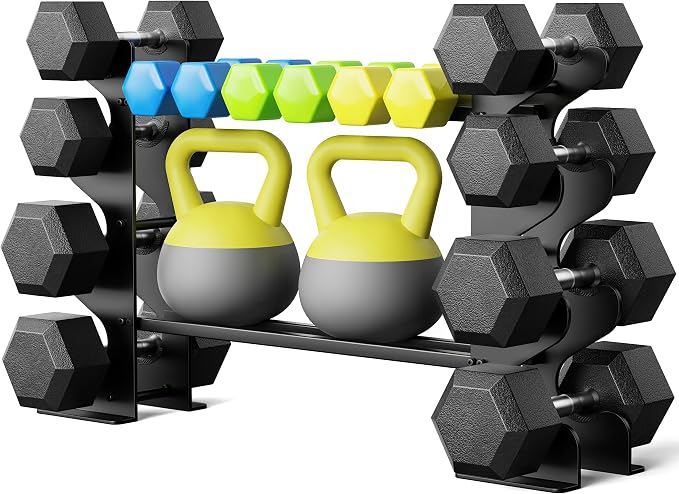 Dumbbell Rack Stand for Home Gym: Rack Only Holder for Dumbbells, Free Weights, 400LB Capacity Heavy-Duty Compact Storage Organizer