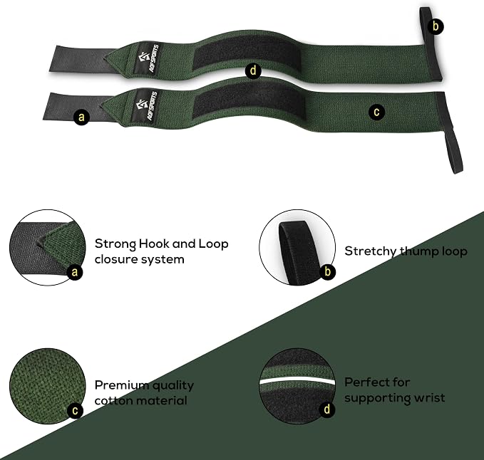 AQF Wrist Wraps for Weightlifting & Powerlifting, 18" USPA Approved (Pair)