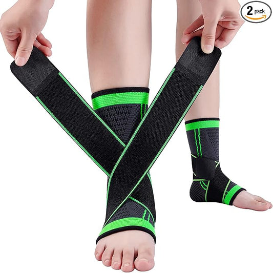 Ankle Support Braces (1Pair), Breathable Ankle Compression Sleeves with Adjustable Wrap,Elastic Ankle Brace Stabilizer for Plantar Fasciitis,Achilles Tendonitis,Sprained Ankle Pain Swelling Relief
