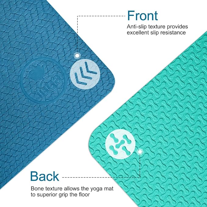 IUGA Yoga Mat Thick Non Slip Anti-tear Pilates Mat Eco Friendly Hot Yoga Mats for Workout & Exercise(72"x 24"x 6mm)