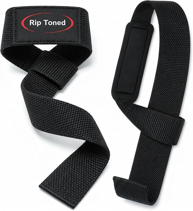 Rip Toned Lasso Lifting Straps for Weightlifting, 23¼" Padded | 1 Pair, cotton, non-latex neoprene. No break-in. Quick release. Deadlifts, rows, shrugs, pull-ups. Machine washable.