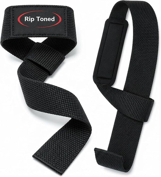 Rip Toned Lasso Lifting Straps for Weightlifting, 23¼" Padded | 1 Pair, cotton, non-latex neoprene. No break-in. Quick release. Deadlifts, rows, shrugs, pull-ups. Machine washable.