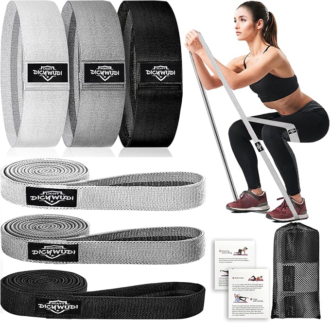 DICYWUDI Fabric Resistance Bands for Working Out, 6Pack Non-Slip Exercise Bands for Women and Men, Fabric Booty Bands for Home, Fitness, Pilates, Stretching