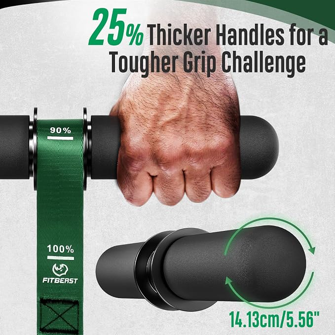 FitBeast Forearm Strengthener & Forearm Exerciser, Wrist Roller | Forearm strength trainer with thick handle and adjustable strap. Ideal for grip strength, muscle building and rehabilitation.