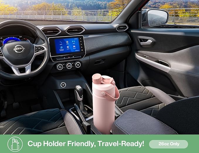 POWCAN 26 oz Insulated Water Bottle: 2-in-1 Straw and Spout Lid, Leak-proof | Keep Cold 24H, Cupholder Friendly, BPA-Free, Stainless Steel Water Bottle for Gift, Trip, Picnic, Camping (Avocado Grove)