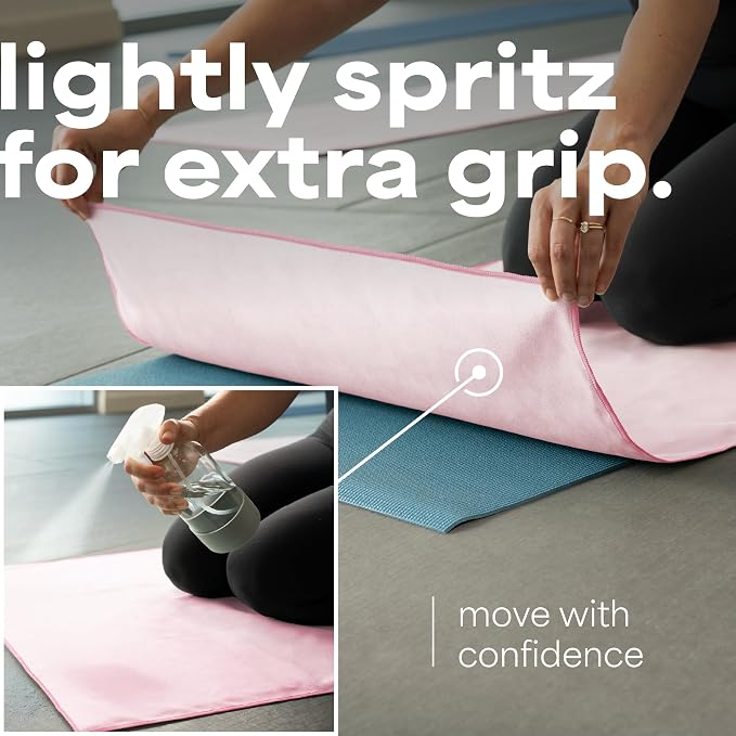 S&T INC. Aura Microfiber Yoga Mat Towel, 2 Pack, 26.5" x 72", Pink | Soft and Absorbent, Quick-Dry for Gym, Pilates, and Hot Yoga, Compact for Gym Bag, Machine Washable