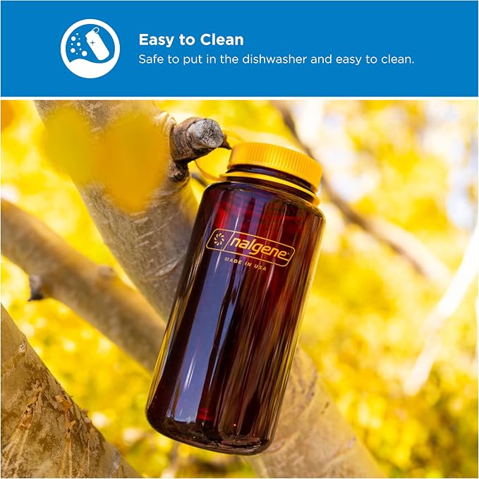 Nalgene 32 oz Wide Mouth Water Bottle, Laker | BPA-Free, Durable & Lightweight, Leak Proof, Dishwasher Safe, Large Reusable Plastic Bottle for Hiking, Gym, Work & Travel