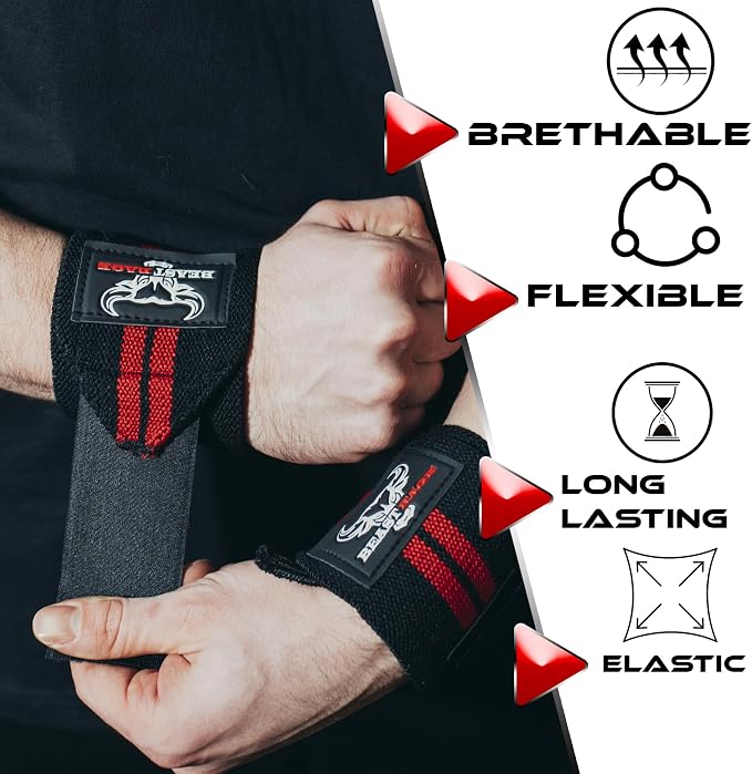 Wrist Wraps for Weightlifting - Adjustable Lifting Straps With Thumb Loop for Enhanced Gym Support, Powerlifting, Bodybuilding and Workout