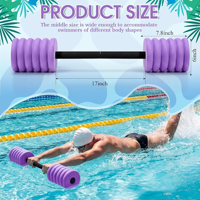 Soulchen Long Aquatic Exercise Dumbbells Pool Exercise Foam Water Weights Dumbbell Aquatic Pool Barbells with High Density EVA Foam for Swim Water Aerobics Workouts Loss