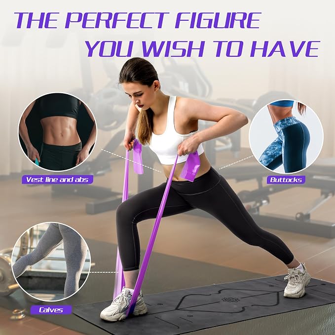 5 Pcs Resistance Bands for Working Out, Latex Free, Physical Therapy Bands, Exercise Bands Set for Stretching, Suitable for Rehab, Yoga,Pilates, Home Gym