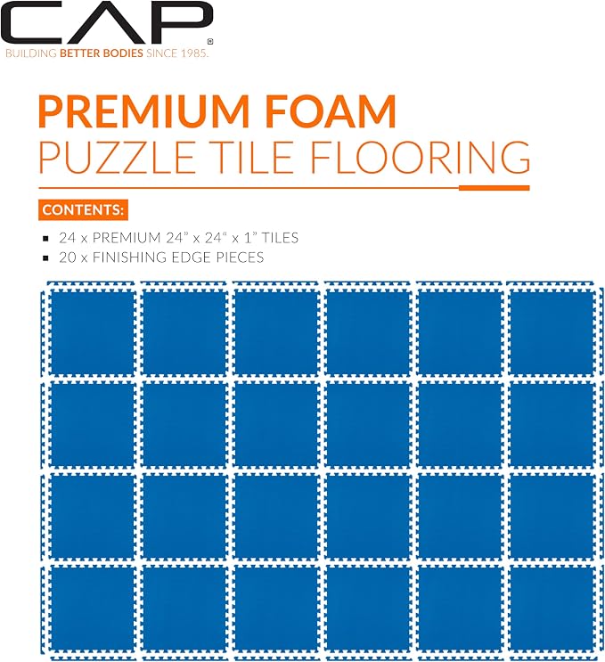 CAP Puzzle Exercise Mats | 1” Thick EVA Interlocking Foam Tiles for Home Gym Flooring | Multiple Options